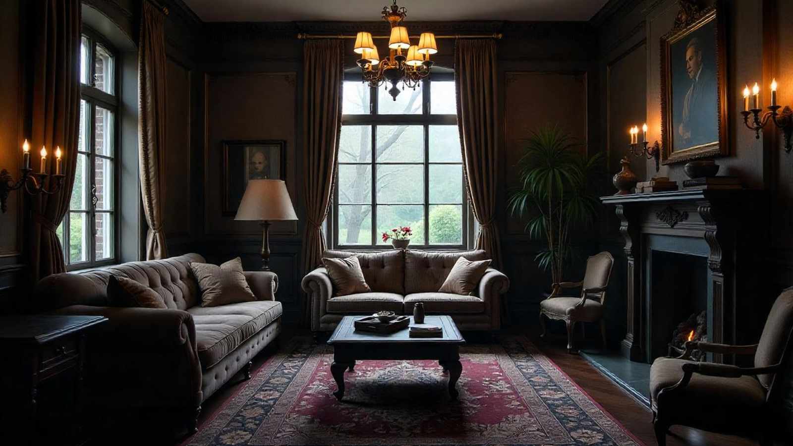 Dark Interiors and Heavy Window Treatments