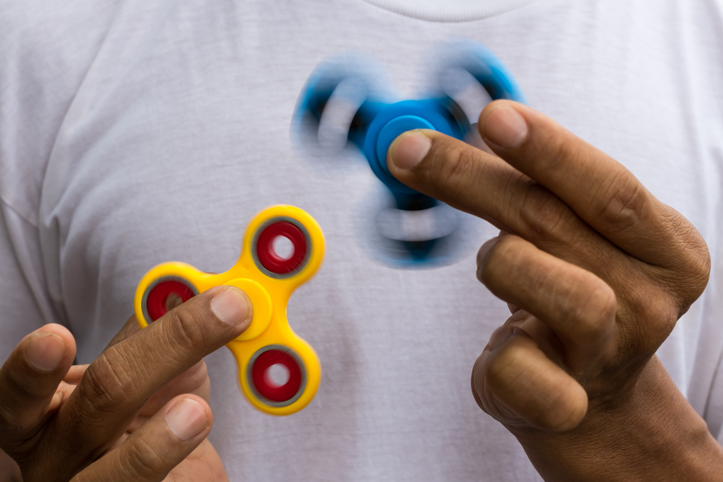 Blue and yellow spinners