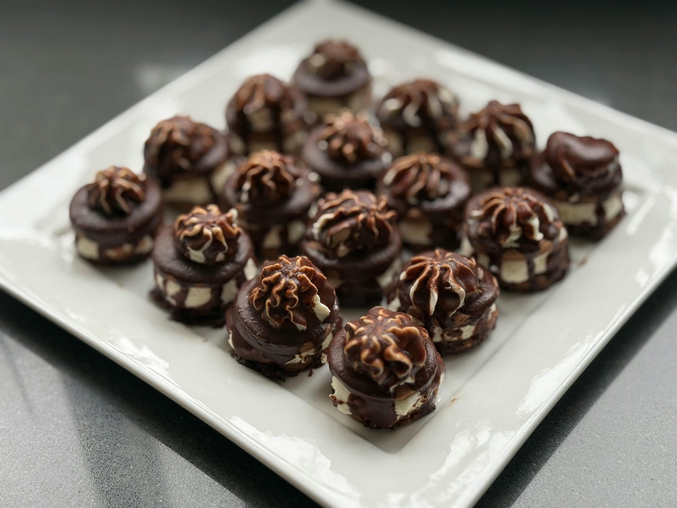 Plate of Decadent Mini Chocolate Desserts