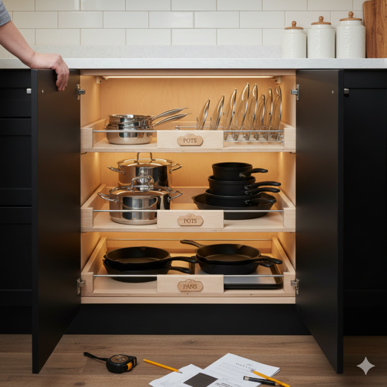 5 Smart DIY Pull-Out Shelves to Organize Pots and Pans