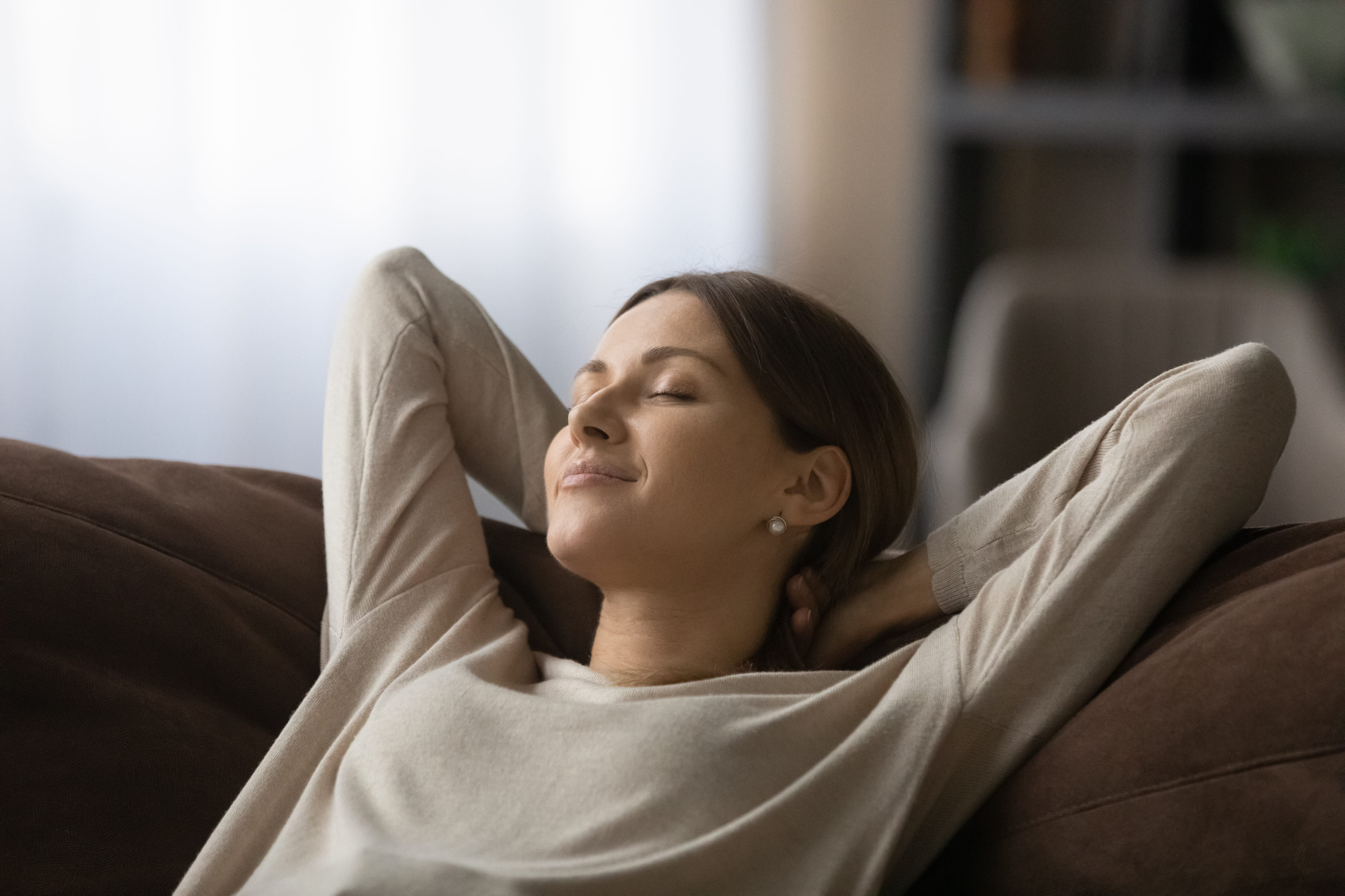 Woman relaxing thinking
