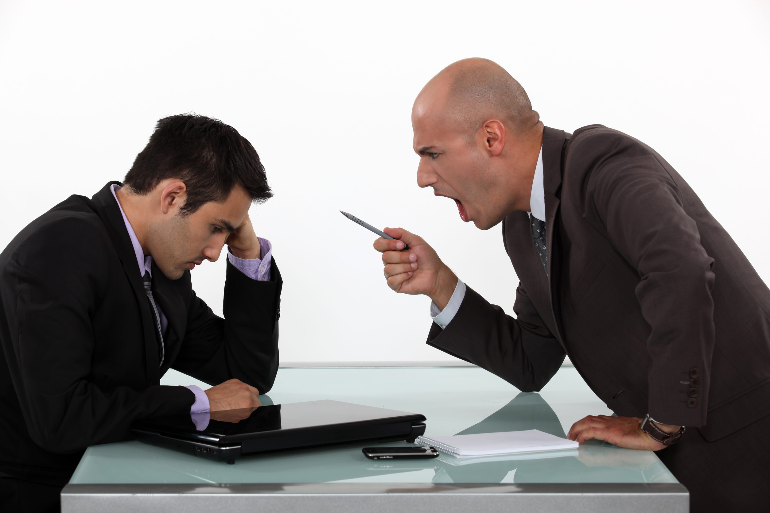 Boss shouting at employee
