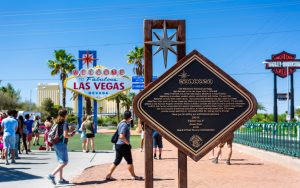 Las Vegas, USA - May 24 2018: View of Welcome to Fabulous Las Vegas sign on The Strip, Las Vegas Boulevard, Las Vegas, Nevada, USA, North America