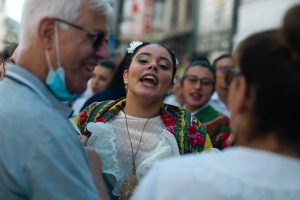 PORTO, PORTUGAL - YUL 2, 2022: During traditional Rusgas at the end of the St. John's festivities. Rusgas de Sao Joao is a tradition involving the various parishes of the city that dates back to 1957.